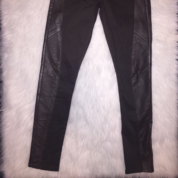 SOLD Design Lab Super Skinny Leather Accent Jeans - Picture 2 of 8